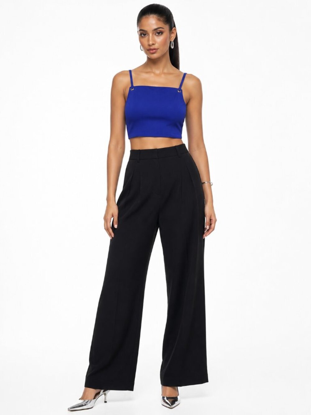Superdown Square Neck Strappy Crop Top Royal Blue XS